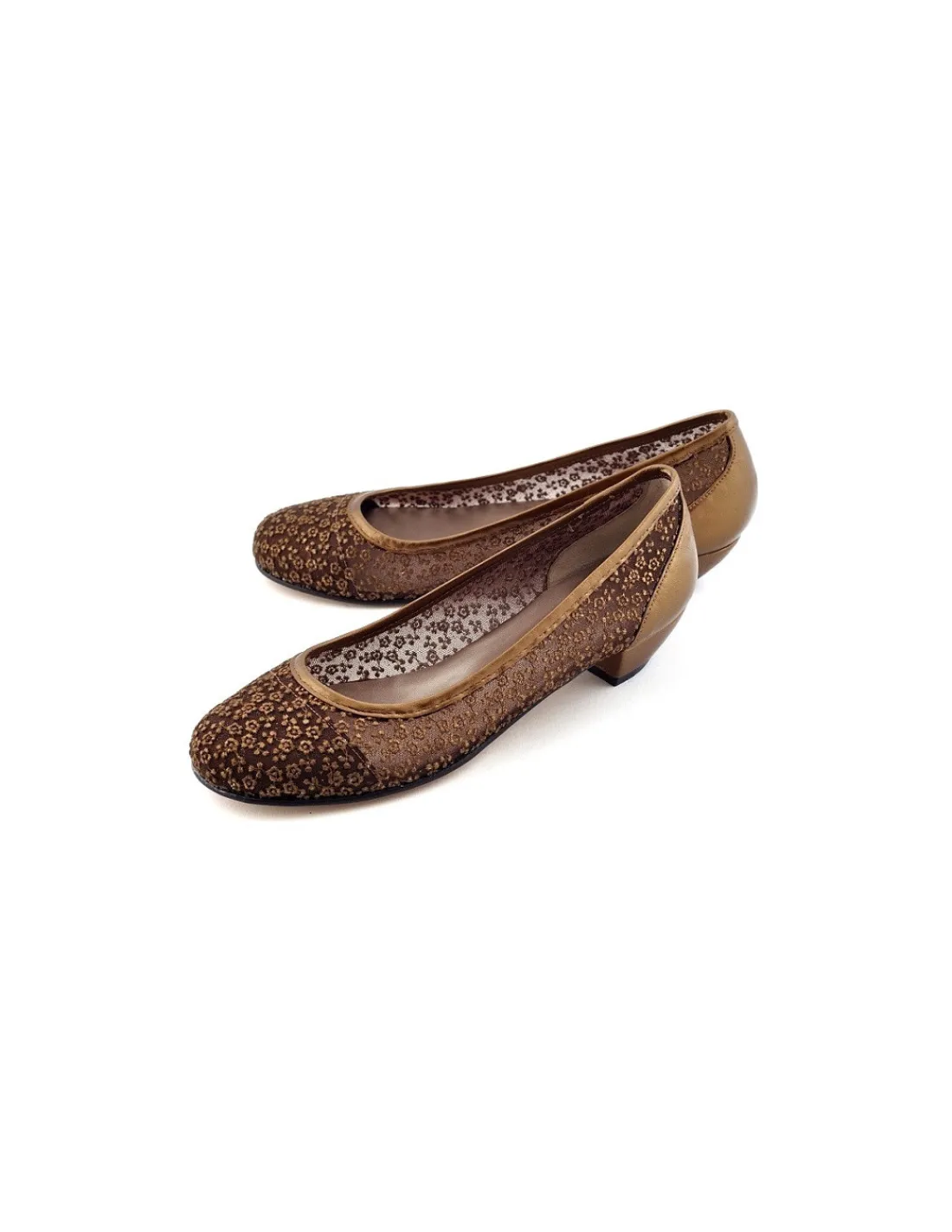 Damskie Adrian Vidal baleriny z rety i naturalnej skory w stonowanej kolorystyce brazu