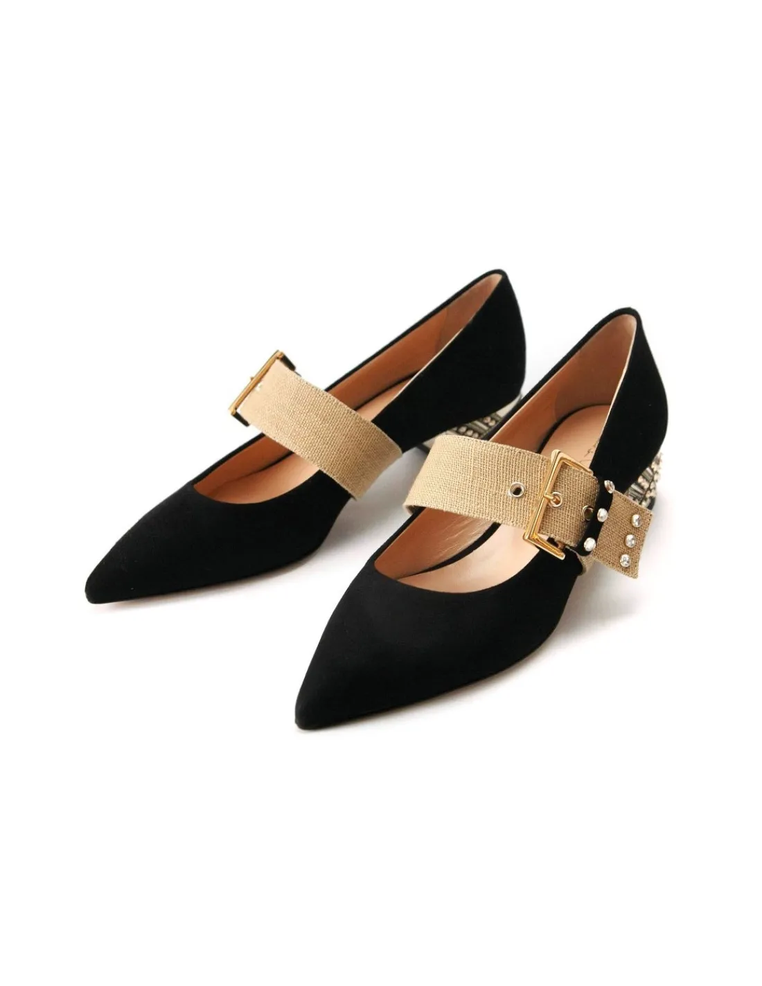 Damskie Anna Pollen czolenka zamszowe, paseczek i obcasy glamour