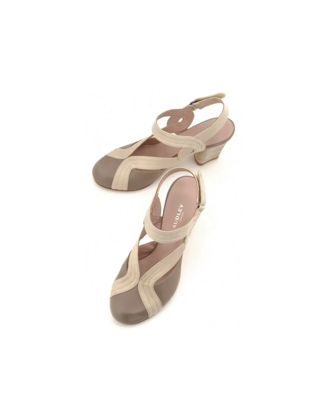 Damskie Audley czolenka slingback bez piet wylacznie z naturalnych skor na stabilnych obcasach w bezowej tonacji
