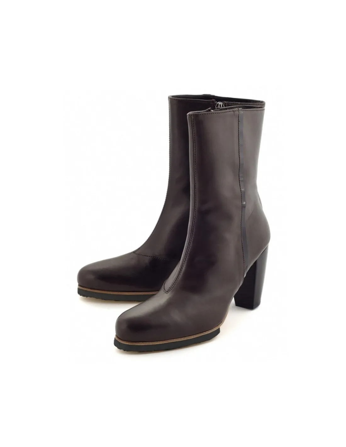 Damskie C.doux c. DOUX botki brazowa naturalna skora, zelowki z crepy i stabilne obcasy