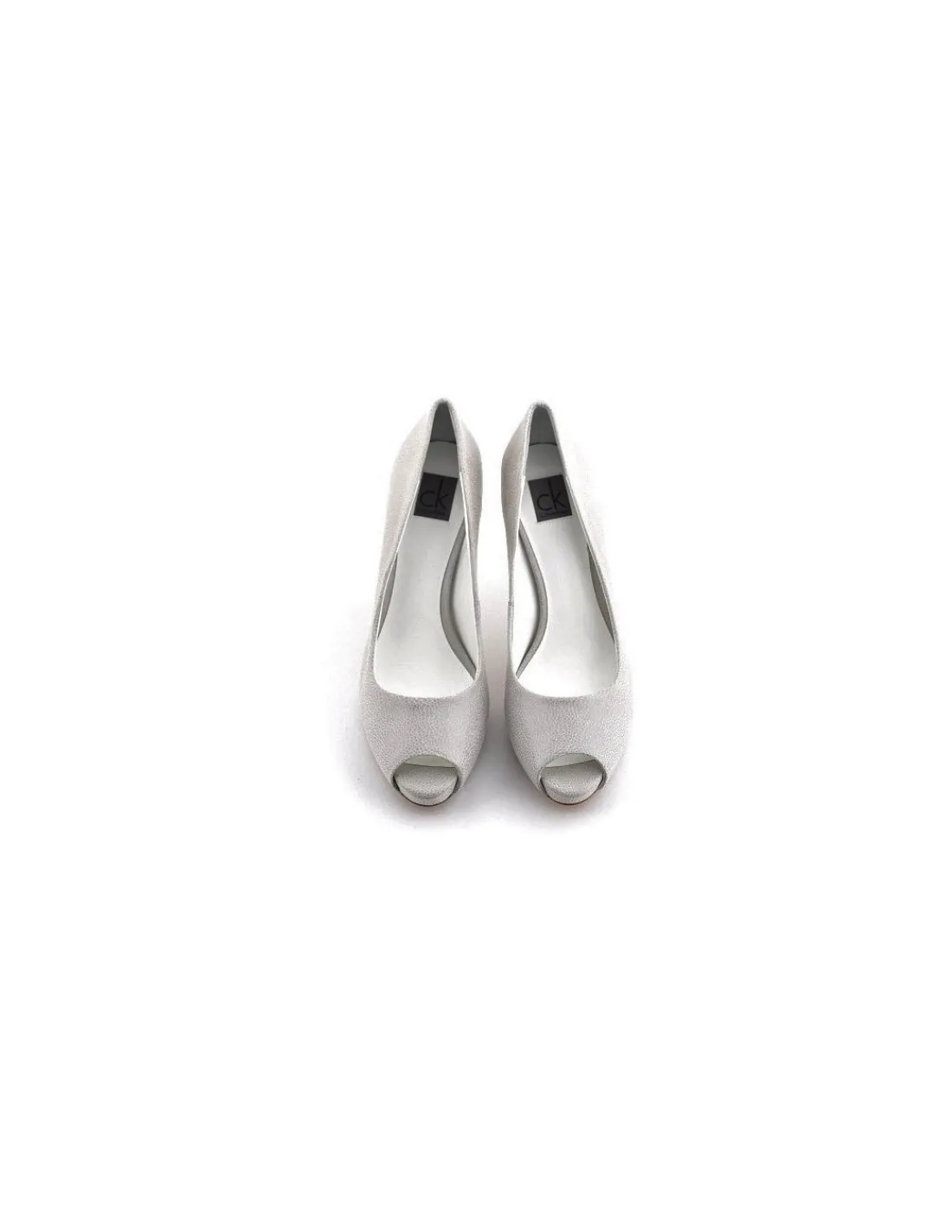 Damskie Calvin Klein czolenka, jasna szara strukturalna skora wysokie szpilki i ukryta platforma