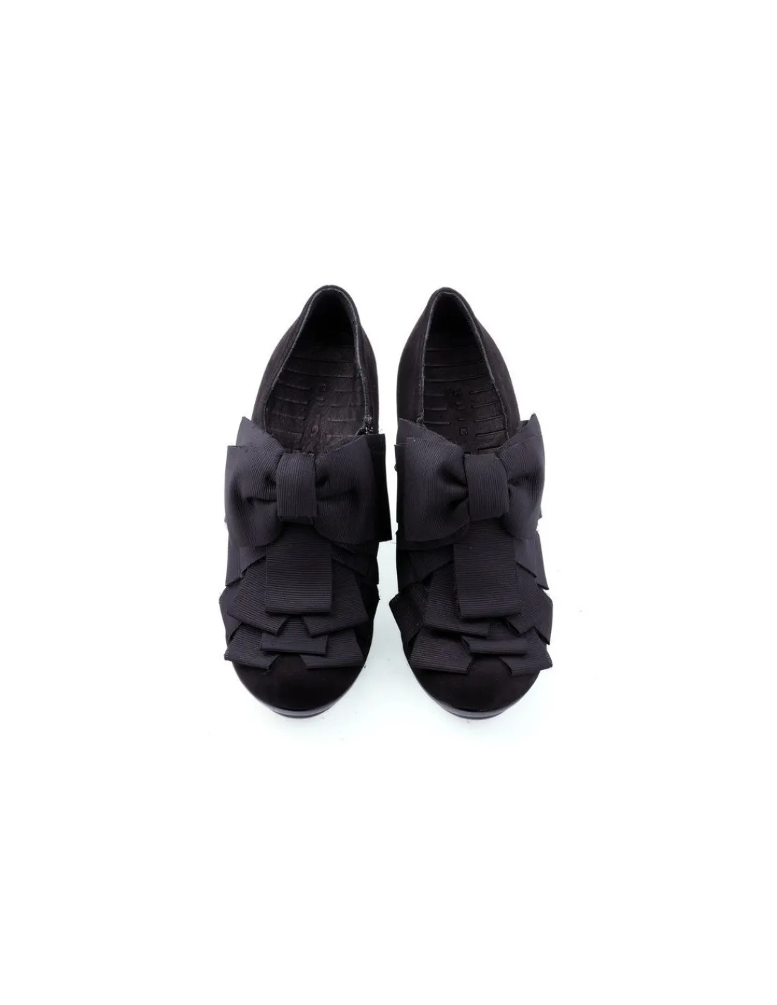 Damskie Chie Mihara polbuty z naturalnej skory i zamszu, piekne duze rypsowe kokardy z efektem 3D