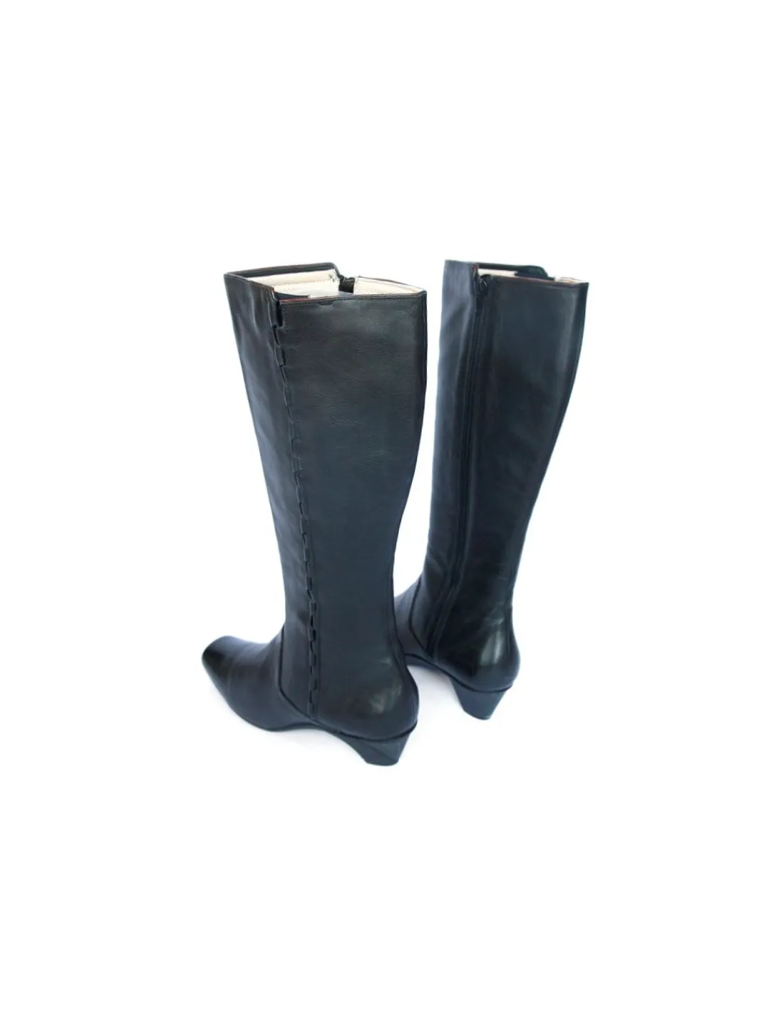 Damskie Clarks kozaki z naturalnej czarnej skory na niewysokim koturnie z zamkiem