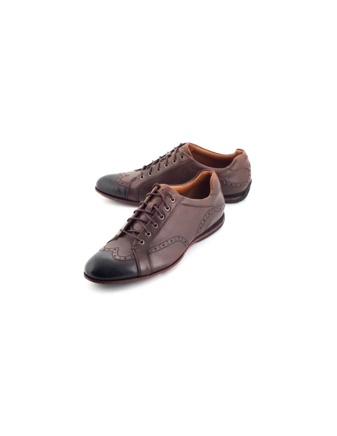 Męskie Clarks sneakers sznurowane, polbuty miejskie w stylu casual z naturalnej skory vintage z cieniowanym noskiem