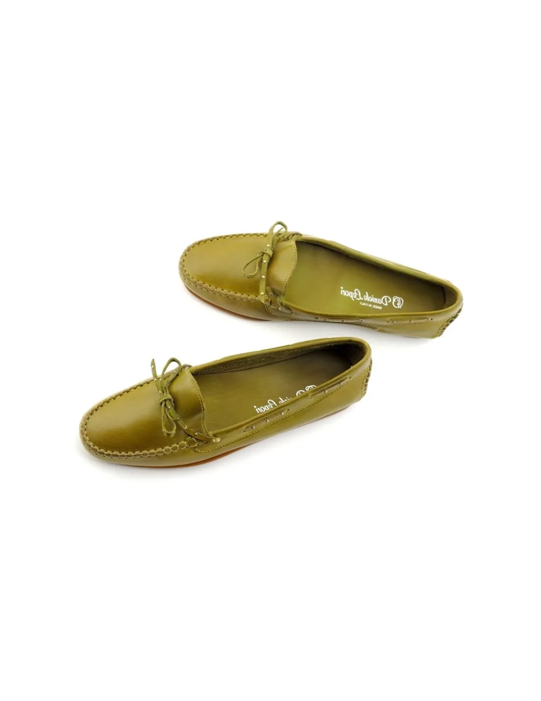 daniele_lepori__mokasyny__2.webp Damskie Daniele Lepori mokasyny z kokardka oliwkowa skora