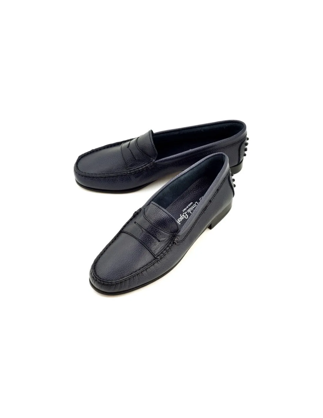 Damskie Daniele Lepori granatowe penny loafers , car shoes