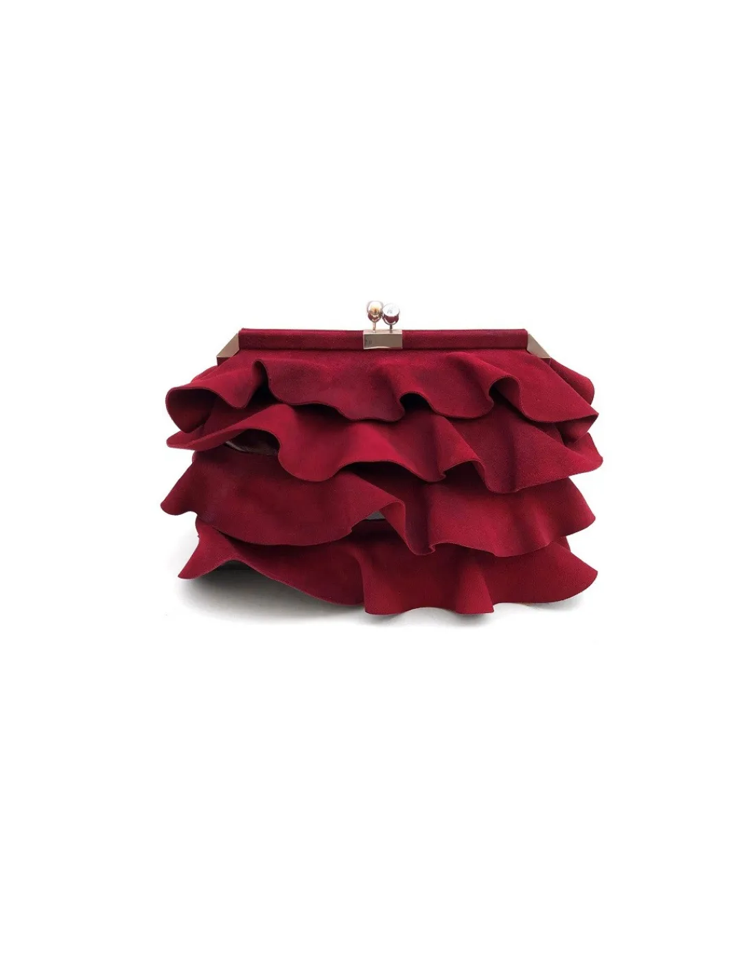 Di Sandro torebka unikatowa skorzana i zamszowe falbany, krotki pasek