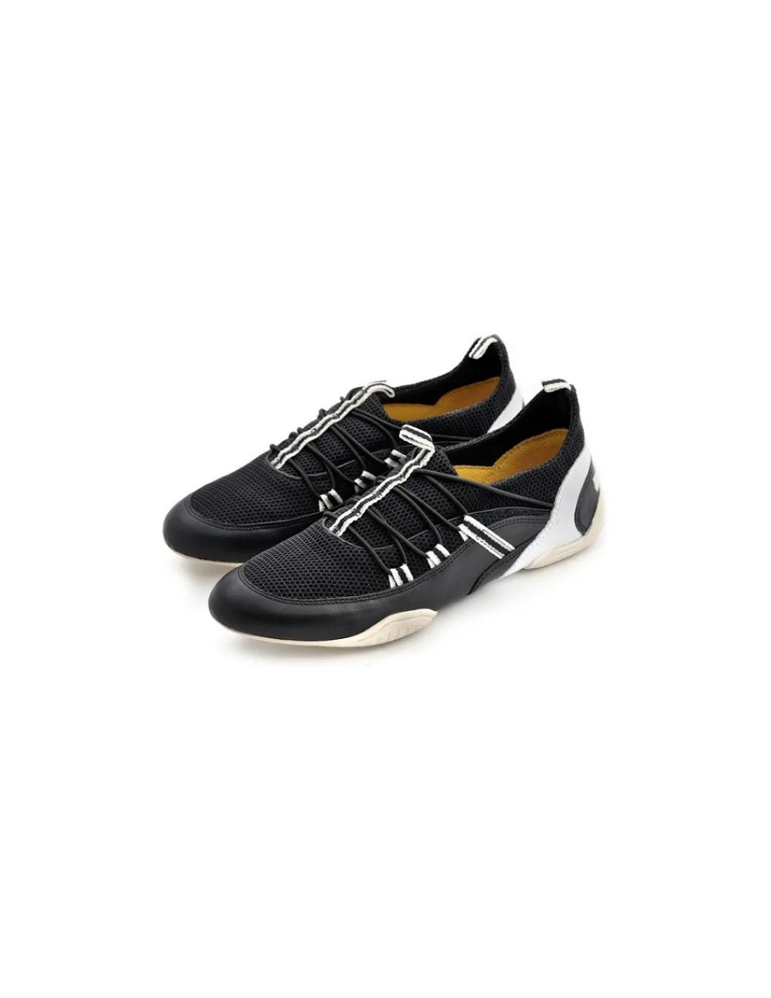 Damskie Escada sneakers, wsuwane czarno- biale buty ze sportowym zacieciem skora i tkanina