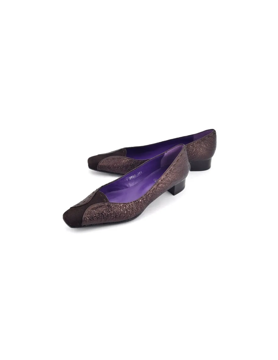 Damskie 100% Fe czolenka z naturalnej skory i zamszu w brazowej tonacji