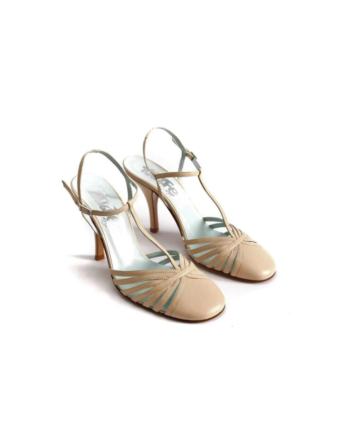 Damskie 100% Fe 100 sandaly ecru- bez w calosci ze skory, idealne do tanca i do .... rozanca stabilne wysokie obcasy