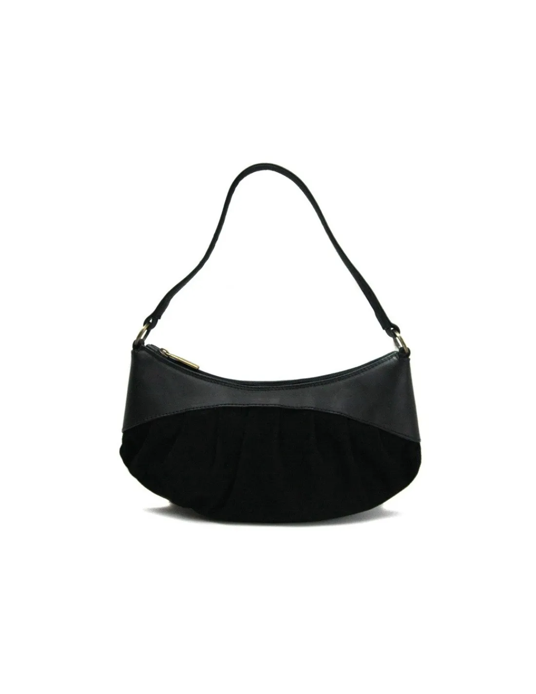 100% Fe wyjatkowa mala torebka z czarnej skory licowej i zamszu