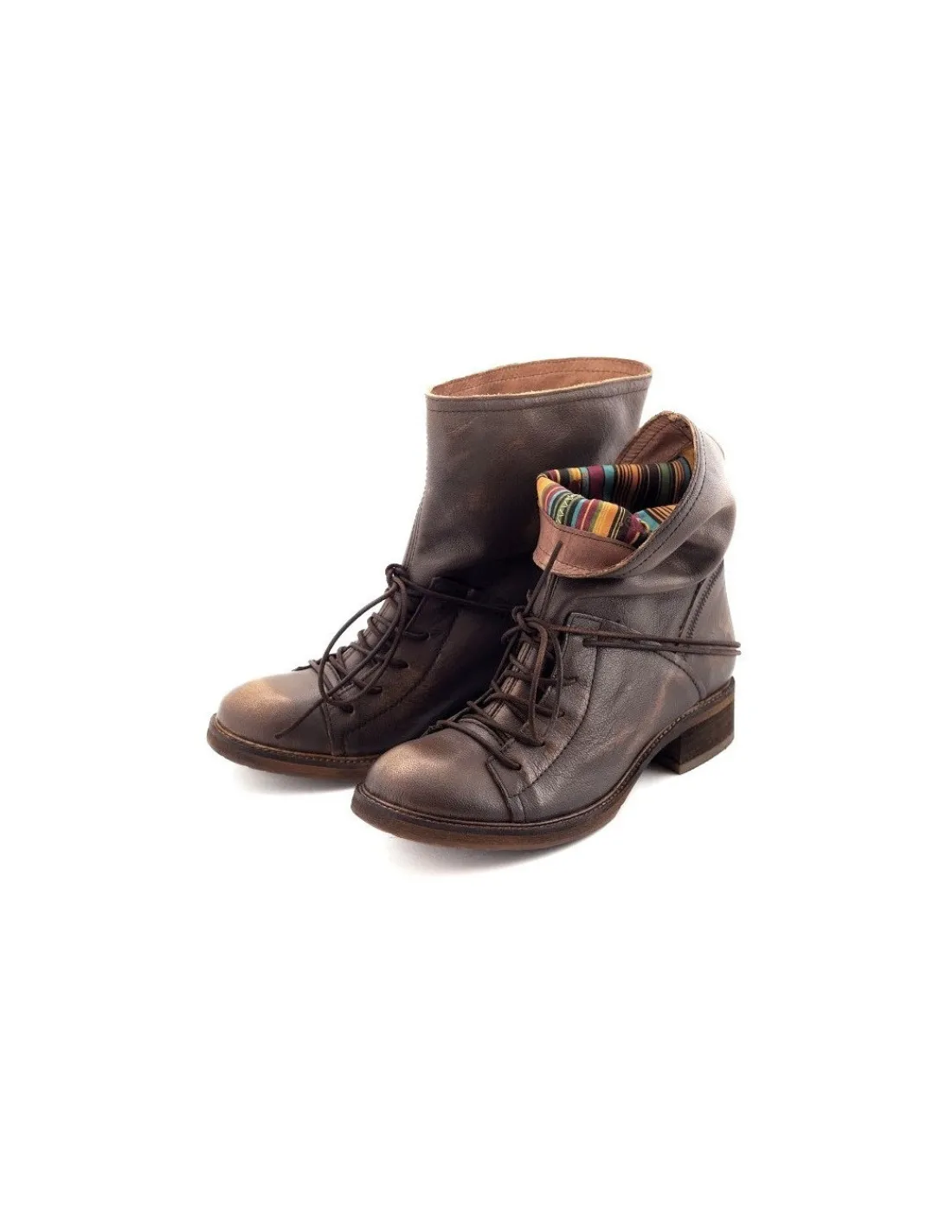 Damskie Felmini botki caloroczne wsuwane bez zamka z ozdobnym sznurowaniem, skorzane biker boots