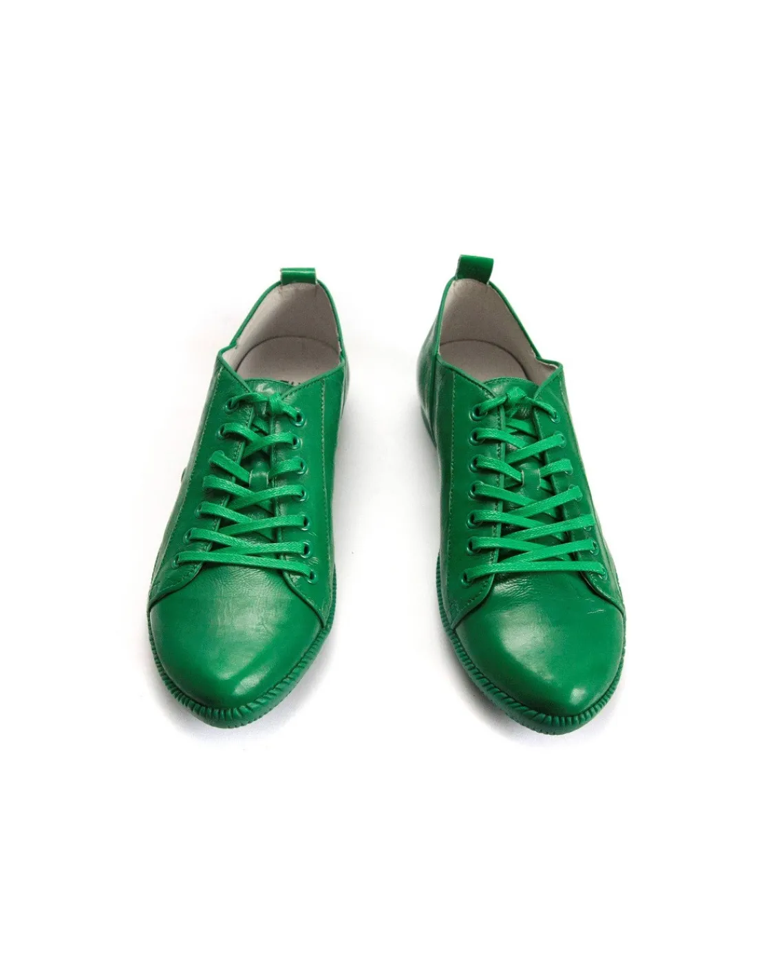 Męskie Fly London zielone sneakers z lakierowanej skory na zielonych zelowkach