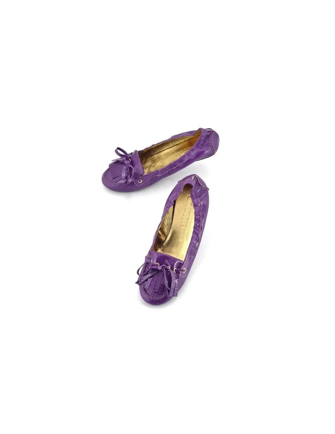 Damskie Graffiti mokasyny fioletowe z lakierowanej skory na elastycznych zelowkach typu car shoes