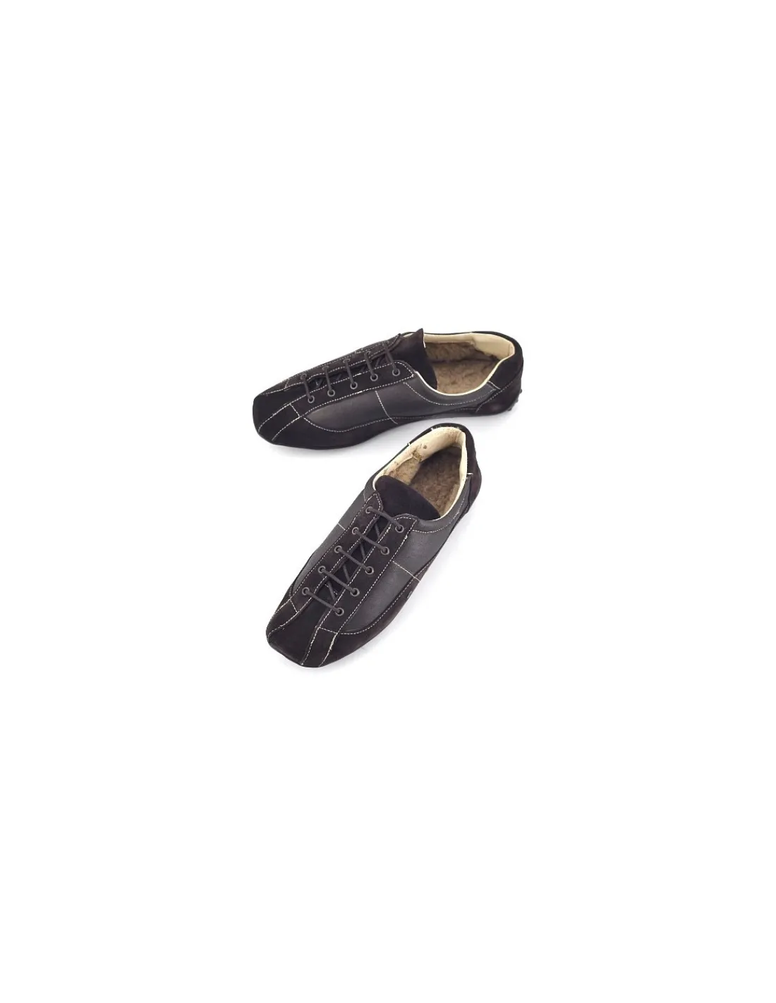 Damskie Graffiti polbuty, jak sneakers ocieplone naturalnym kozuchem , skorzane brazowe, smart casual