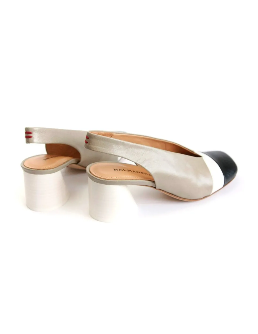 halmanera_slingback_czole_3.webp Damskie Halmanera slingback, czolenka bez piet z miekkiej skory w trzech kolorach na bialych obcasach