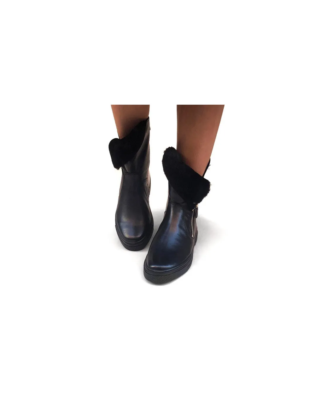 Damskie Hassia botki czarne skorzane w stylu casual, plaskie zelowki jak trampki