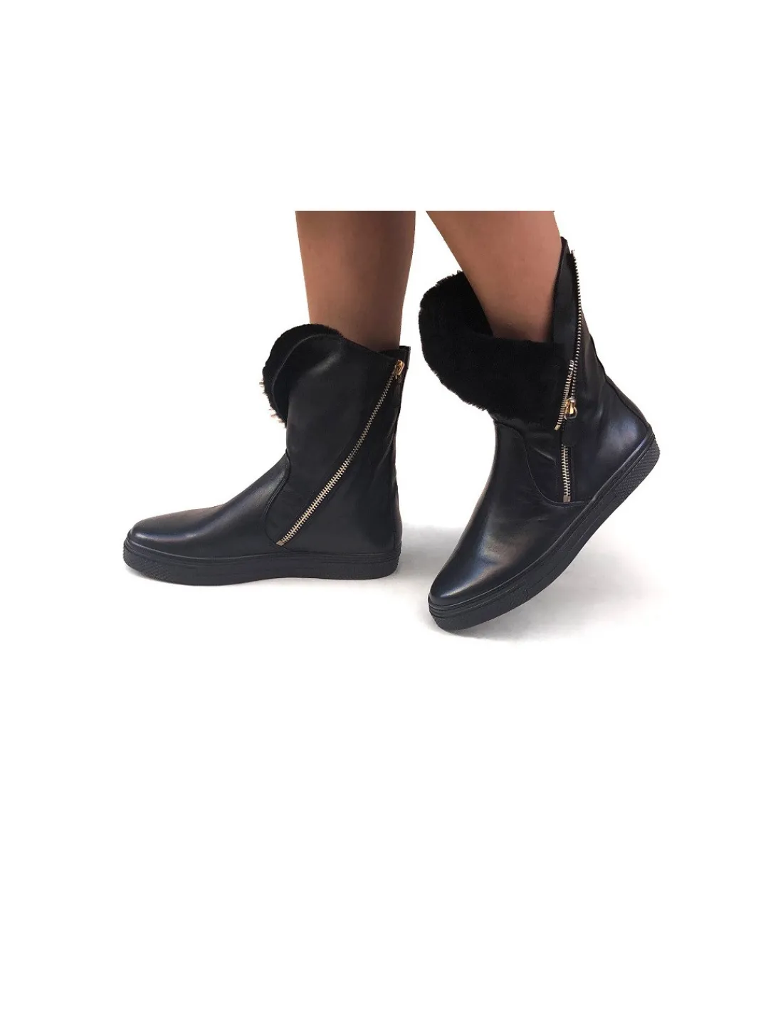 hassia__botki_czarne_skor_3.webp Damskie Hassia botki czarne skorzane w stylu casual, plaskie zelowki jak trampki
