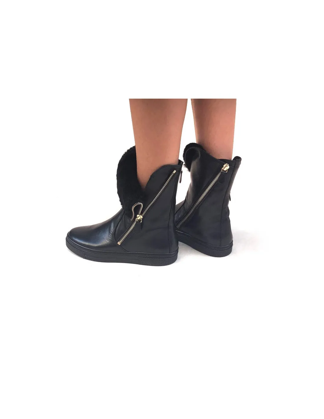 hassia__botki_czarne_skor_4.webp Damskie Hassia botki czarne skorzane w stylu casual, plaskie zelowki jak trampki