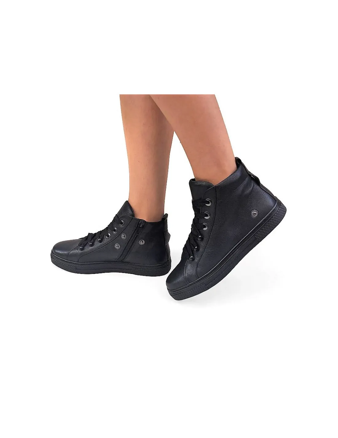 hassia__sneakers_do_koste_3.webp Damskie Hassia sneakers do kostek skorzane czarne, dopinane paski z elementami Swarovski