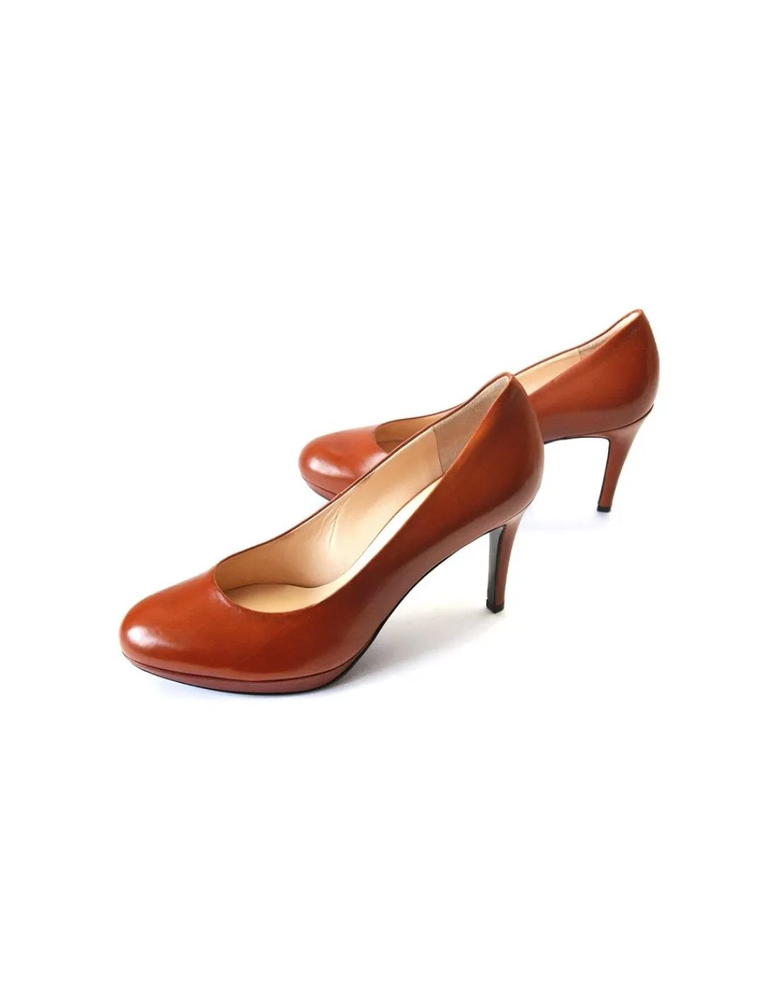 Damskie HOGL czolenka szpilki skorzane i platforma w kolorze whisky