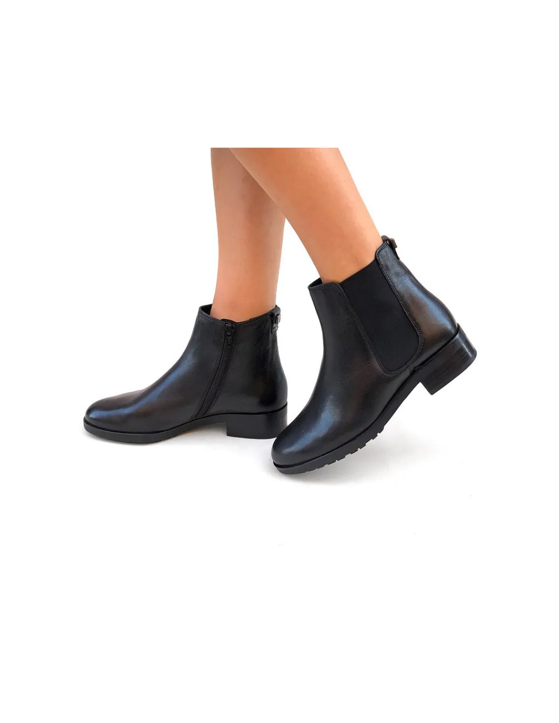 hogl__botki_sztyblety_ale_3.webp Damskie HOGL botki sztyblety ale z zamkiem, skorzane czarne na plaskich gumowych zelowkach, klasyka