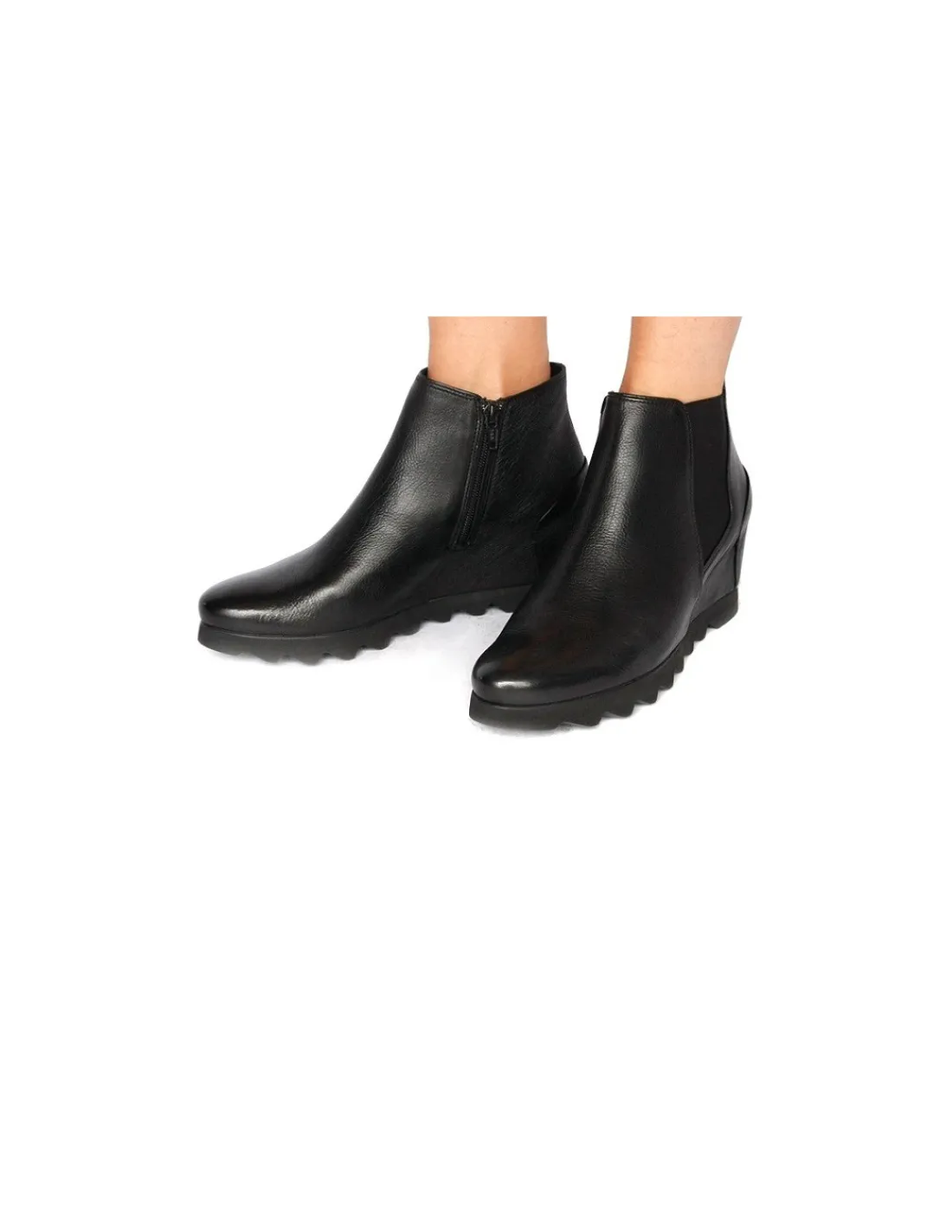 Damskie HOGL botki, sztyblety i niski koturn z naturalnej czarnej skory bydlecej, komfortowe