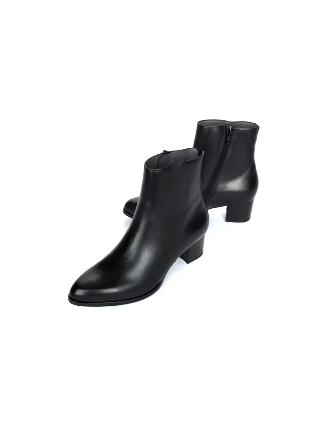 Damskie HOGL botki ze skory bydlecej czarnej, minimalistyczna forma na stabilnych obcasach, klasyka