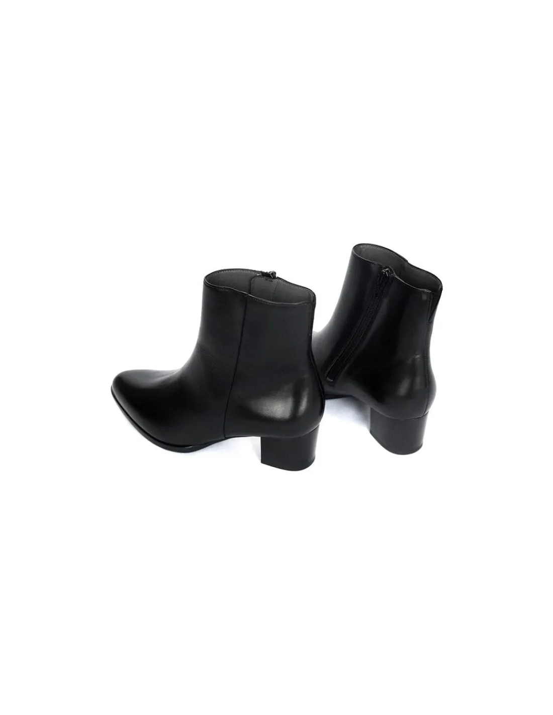 Damskie HOGL botki ze skory bydlecej czarnej, minimalistyczna forma na stabilnych obcasach, klasyka