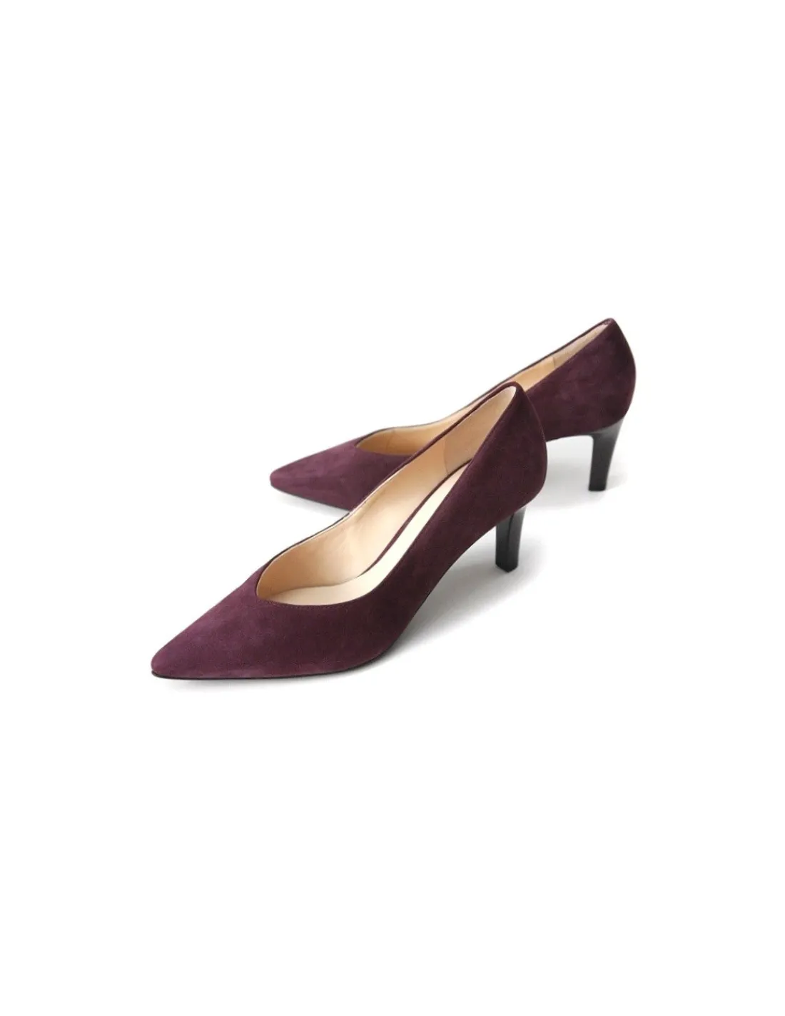 Damskie HOGL czolenka na niskich szpilkach, skora zamszowa burgund