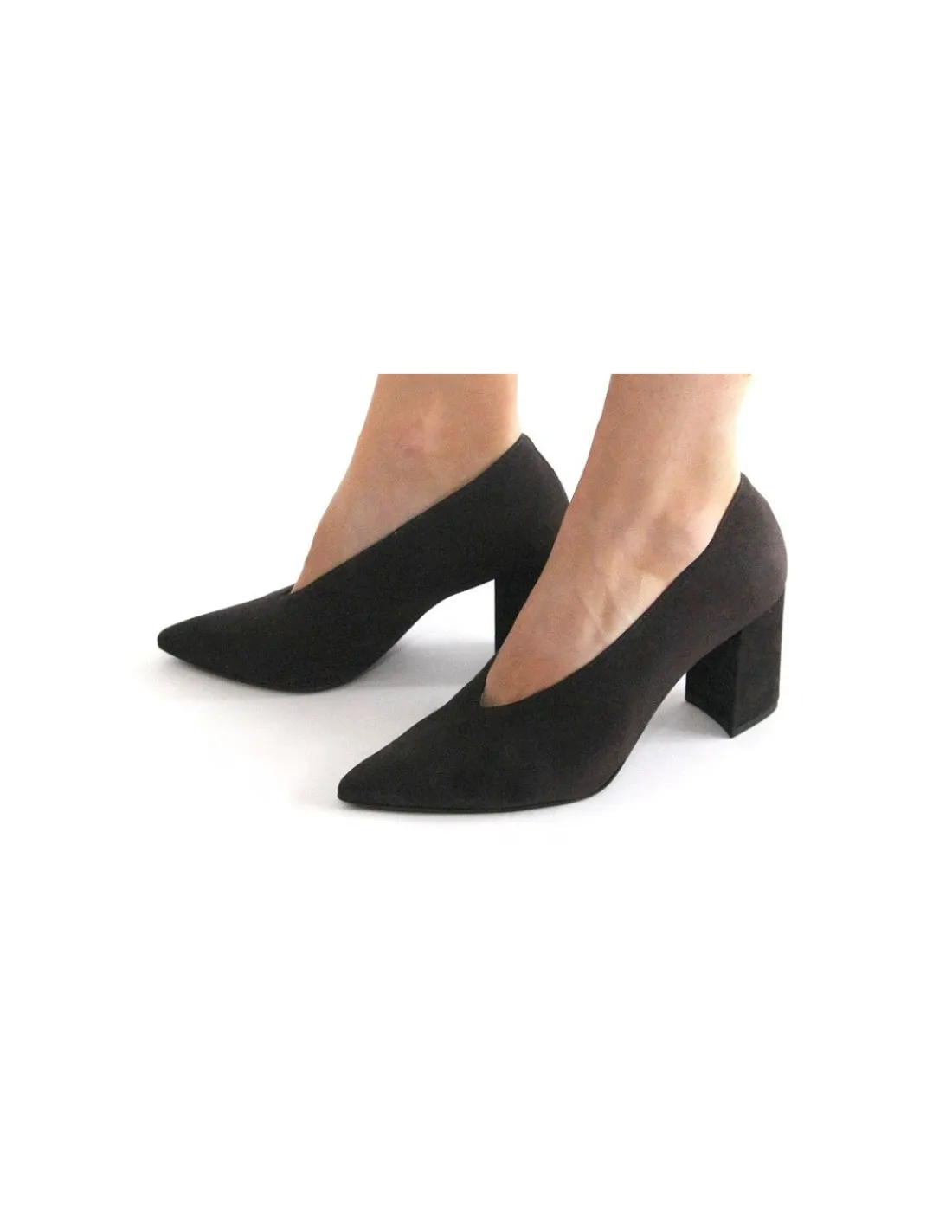 Damskie HOGL czolenka na slupku, grafitowa szarosc naturalny zamsz