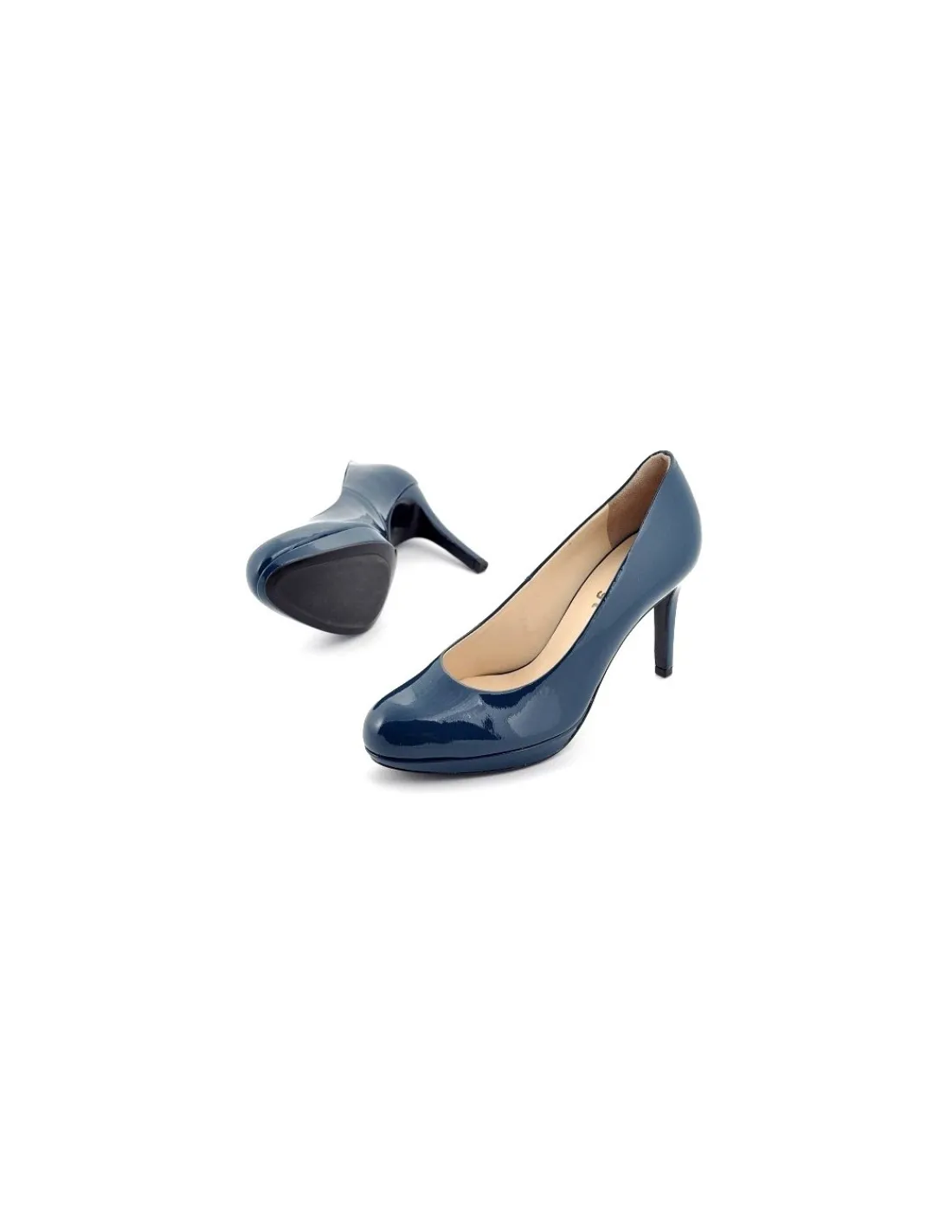 Damskie HOGL czolenka szpilki, platforma, turkusowa lakierowana skora