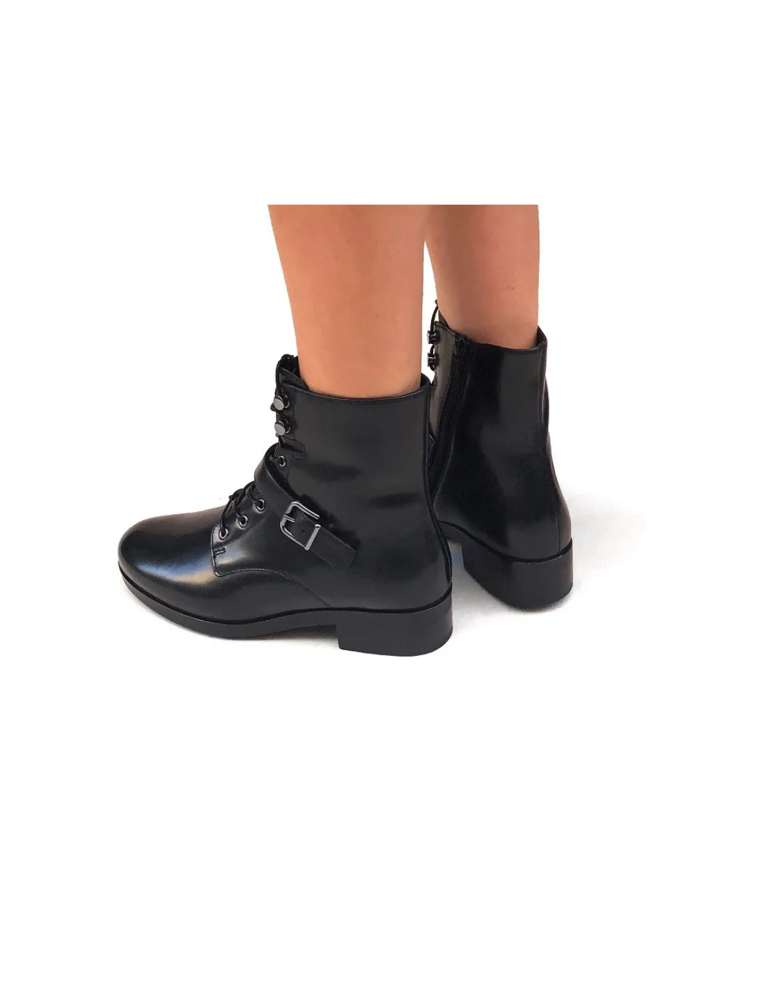 Damskie HOGL botki, worker boots czarna naturalna skora, ocieplone naturalnym kozuchem , dla zmarzluchow