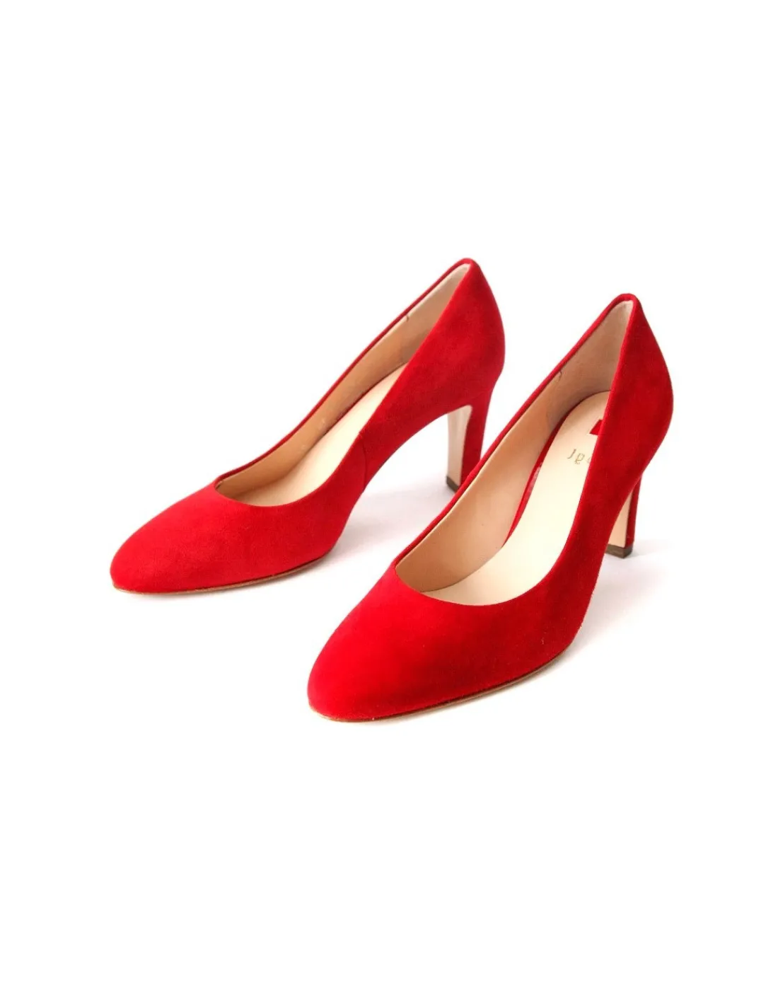 Damskie HOGL czolenka na stabilnych obcasach, czerwony naturalny zamsz, klasyka i minimalizm