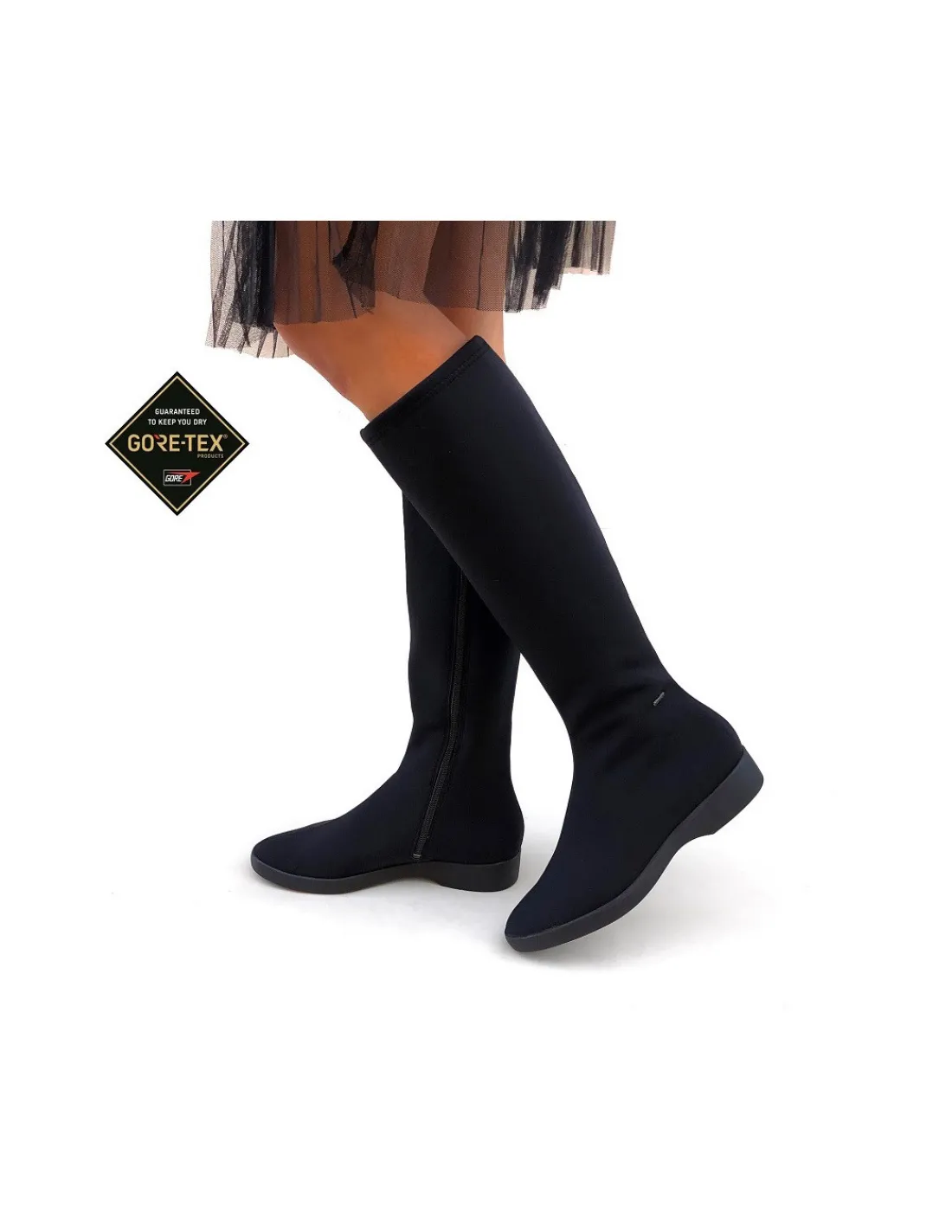 Damskie HOGL kozaki casual stretch z zamkiem, membrana Gore-Tex i komfortowe gumowe plaskie zelowki