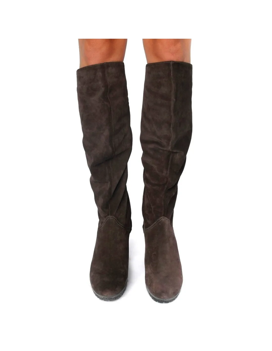 Damskie HOGL kozaki, naturalny zamsz, szlachetna szarosc, zamek wzdluz linii piety i stabilne obcasy