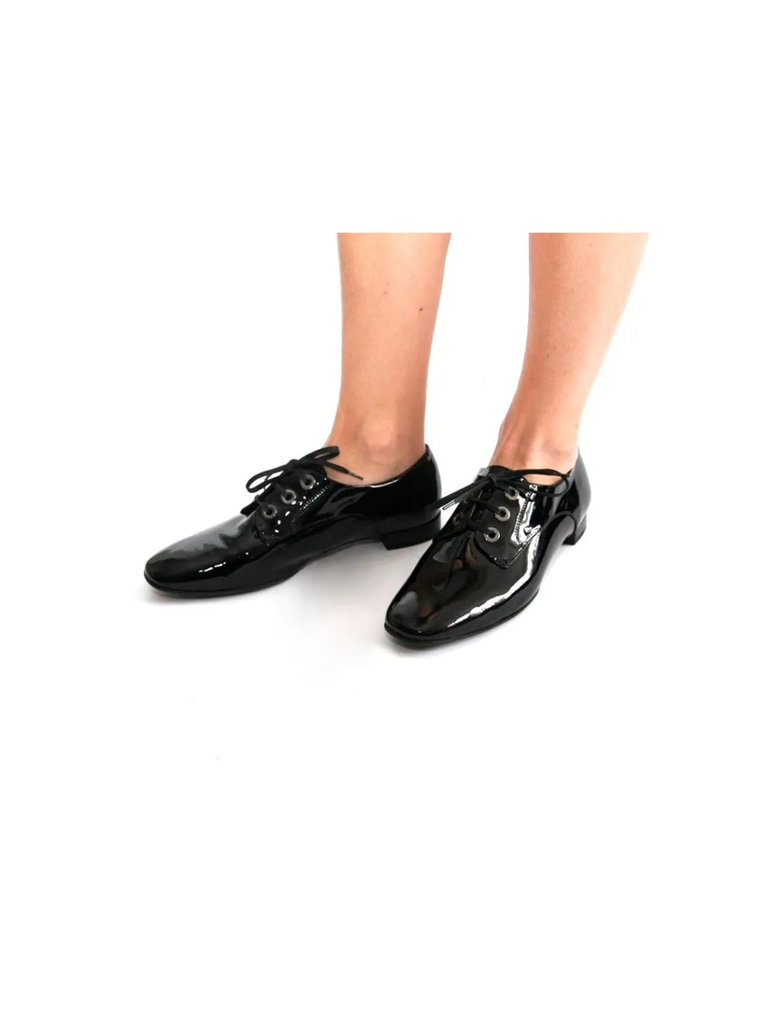 Damskie HOGL polbuty derby , skora naturalna lakierowana czarna, klasyka stylu