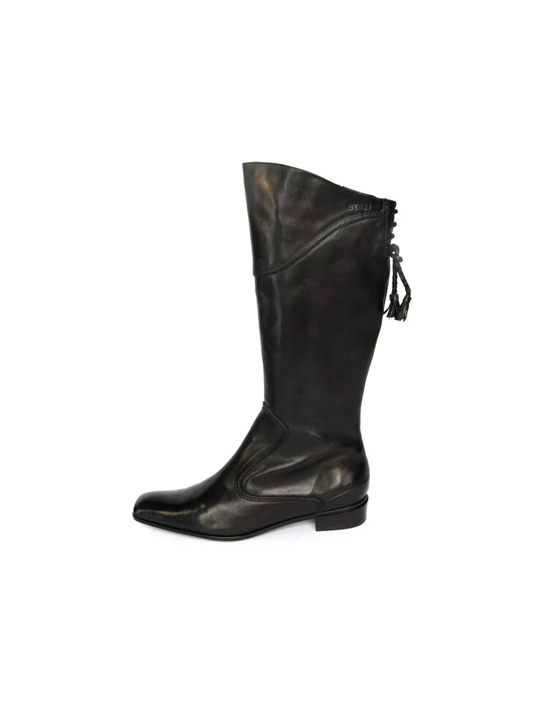 lloyd_kozaki_czarne_skorz_2.webp Damskie Lloyd kozaki, czarne skorzane 3/4 z kwadratowym noskiem na plaskich obcasach