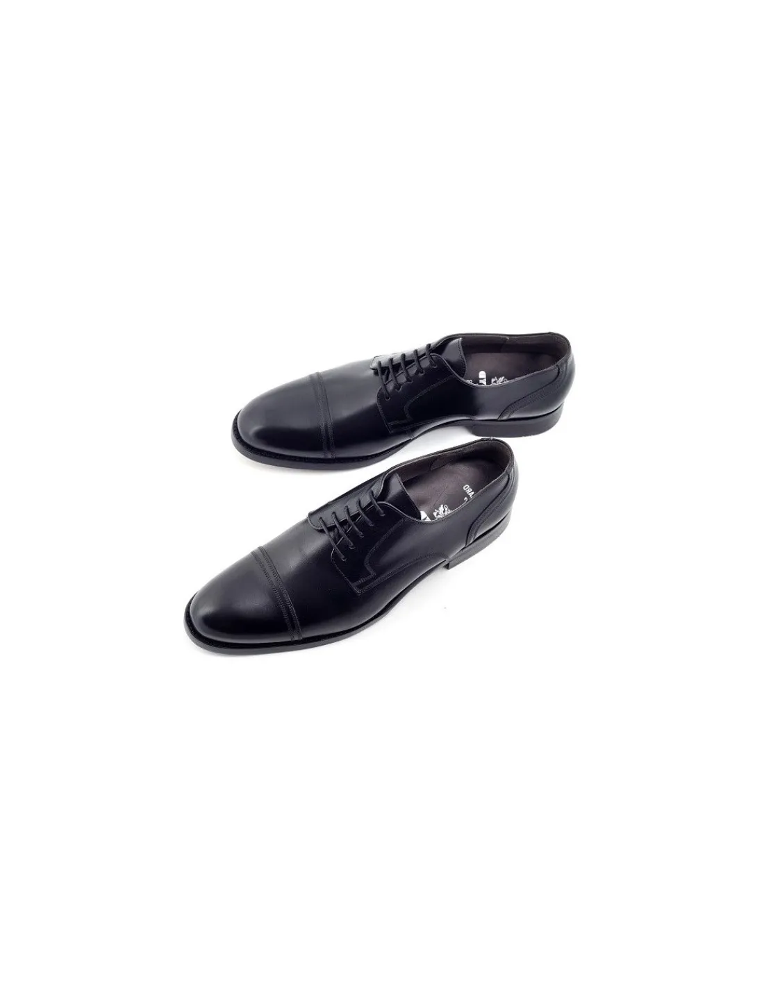 Męskie Lloyd Prestige czarne skorzane polbuty derby z odcietym szytym noskiem captoe, na skorzanych zelowkach