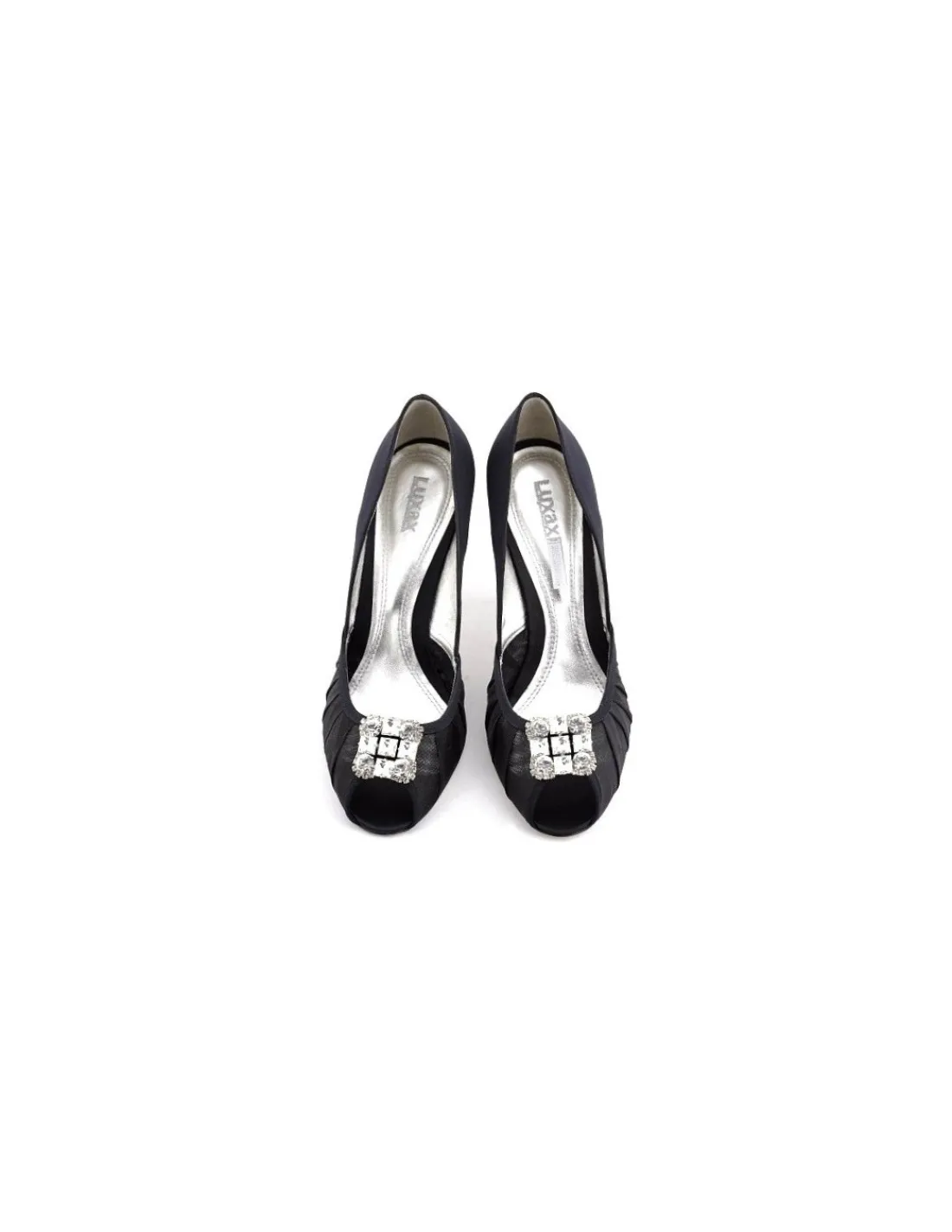 luxax__czolenka_wizytowe__2.webp Damskie Luxax czolenka wizytowe, czarna satyna i koronka, szpilki i ozdoba Swarovski