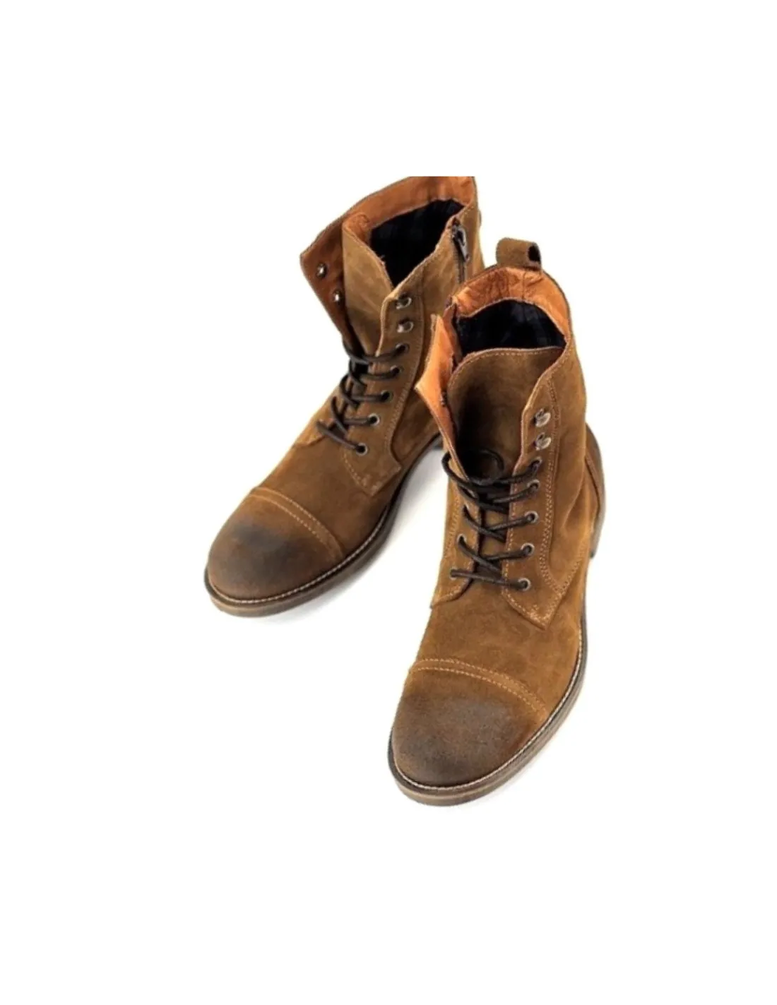 Męskie Marc O'Polo worker boots z naturalnego zamszu vintage, wewnatrz tkanina welniana, zamek