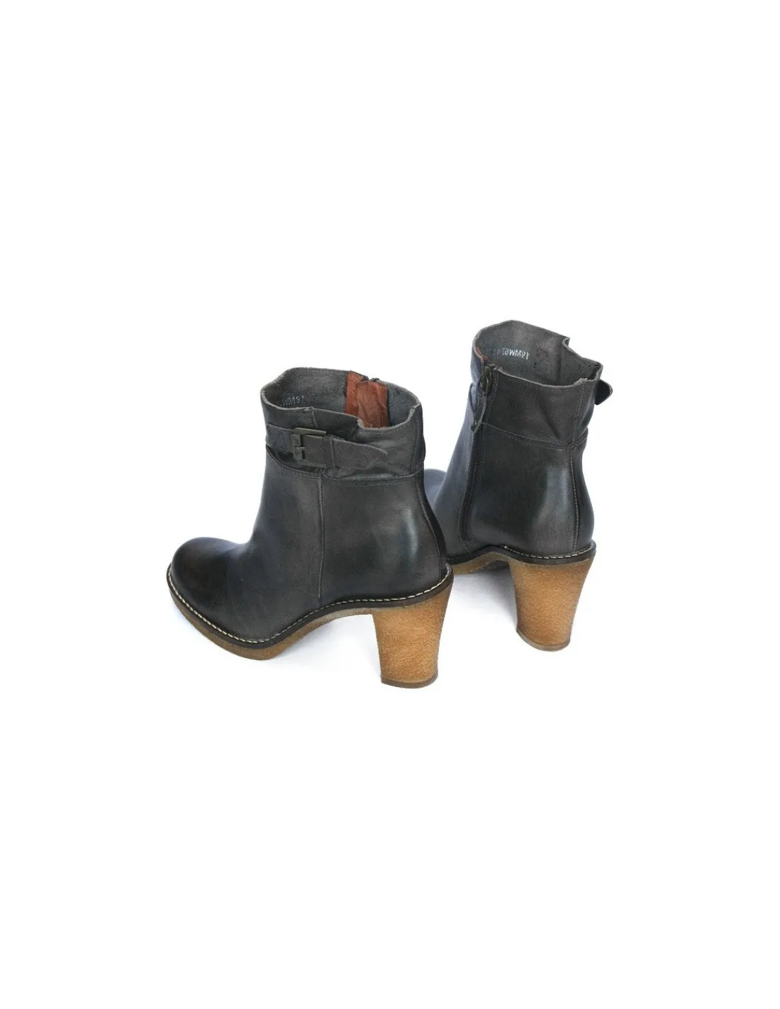 Damskie Marc O'Polo botki z naturalnej skory szarosc i khaki, zelowki i obcas z crepy