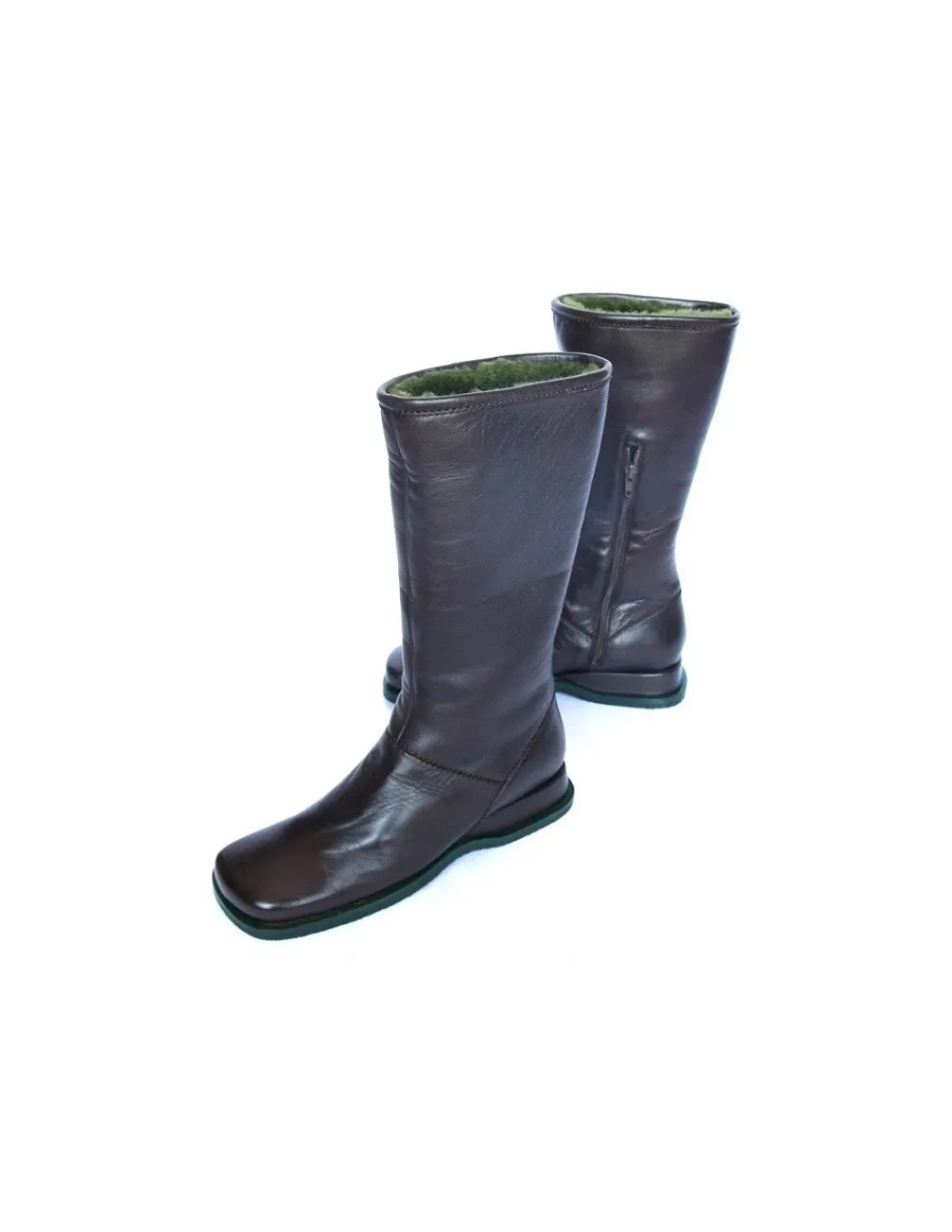 mario_bologna___kozaki____3.webp Damskie Mario Bologna B&B MARIO BOLOGNA kozaki 3/4 z naturalnej skory brazowej ocieplone kozuchem, wygodne kwadratowe noski