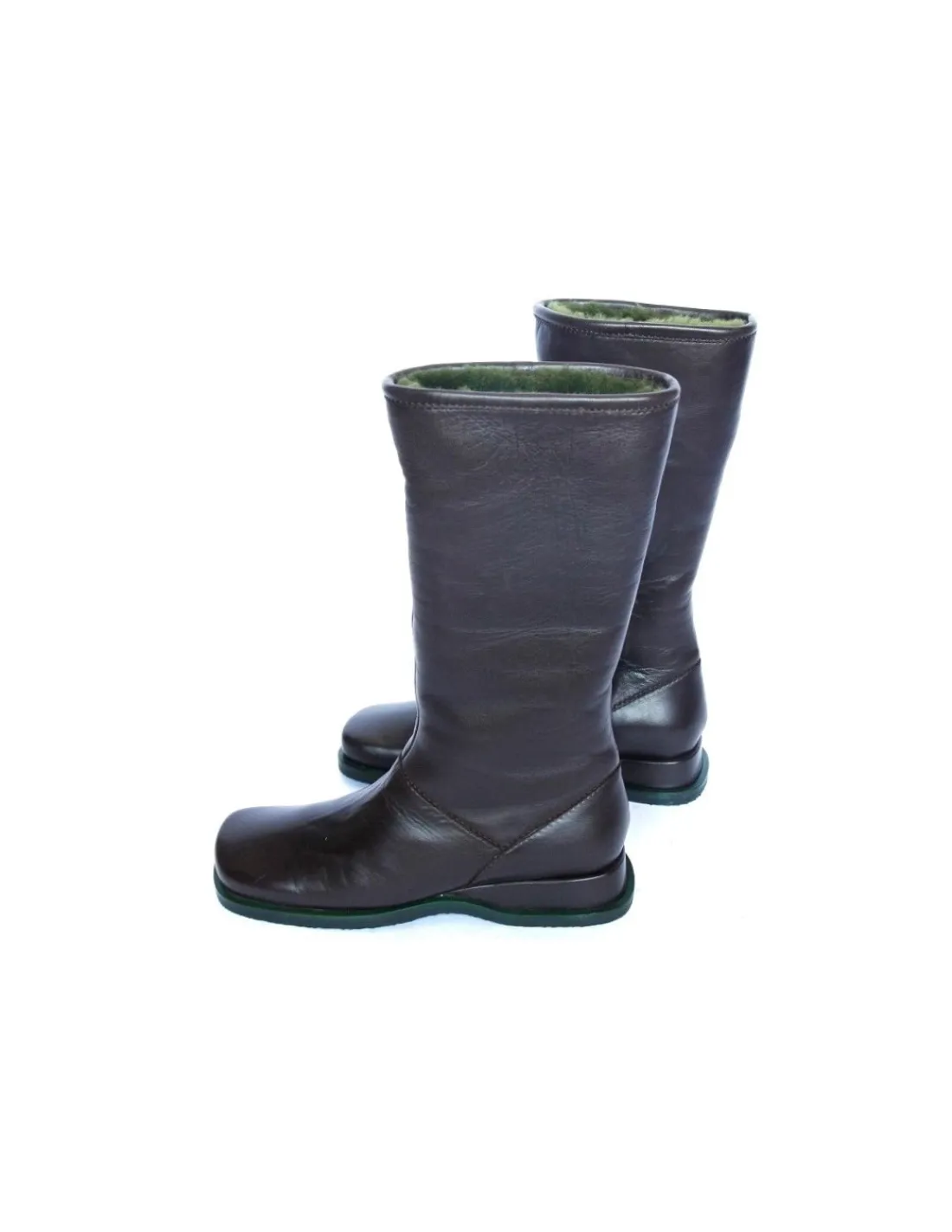 mario_bologna___kozaki____4.webp Damskie Mario Bologna B&B MARIO BOLOGNA kozaki 3/4 z naturalnej skory brazowej ocieplone kozuchem, wygodne kwadratowe noski