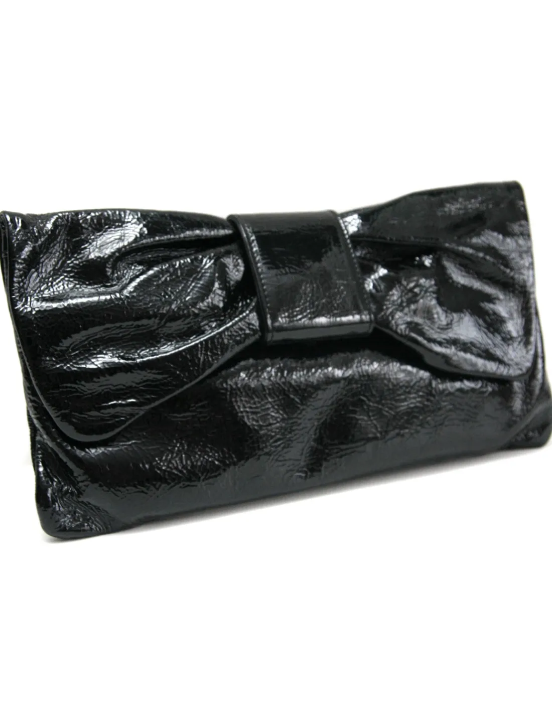 Marisa Rey kopertowka kokarda z czarnej lakierowanej skory