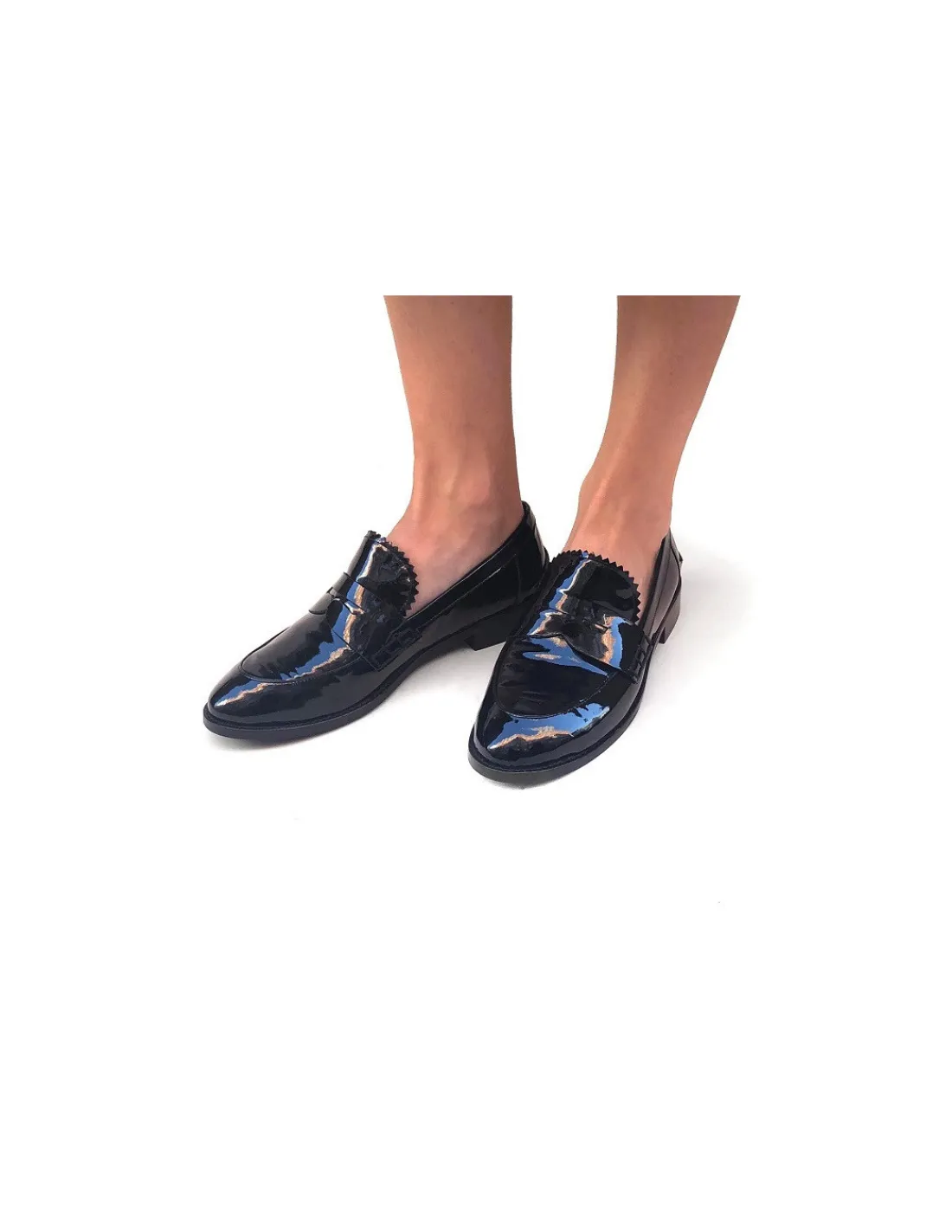 Damskie Marisa Rey mokasyny, peny-loafers z lakierowanej naturalnej skory, caloroczne klasyka