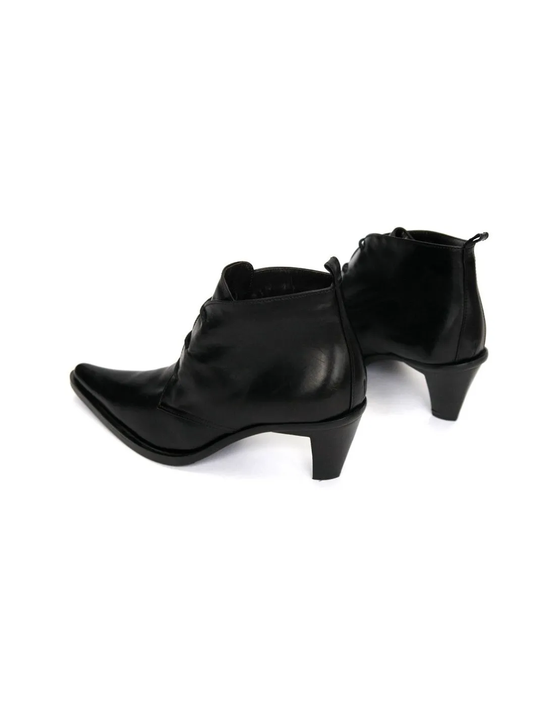 Damskie MAURIZIO MARIONI trzewiki ocieplane welna z czarnej skory, stabilne obcasy