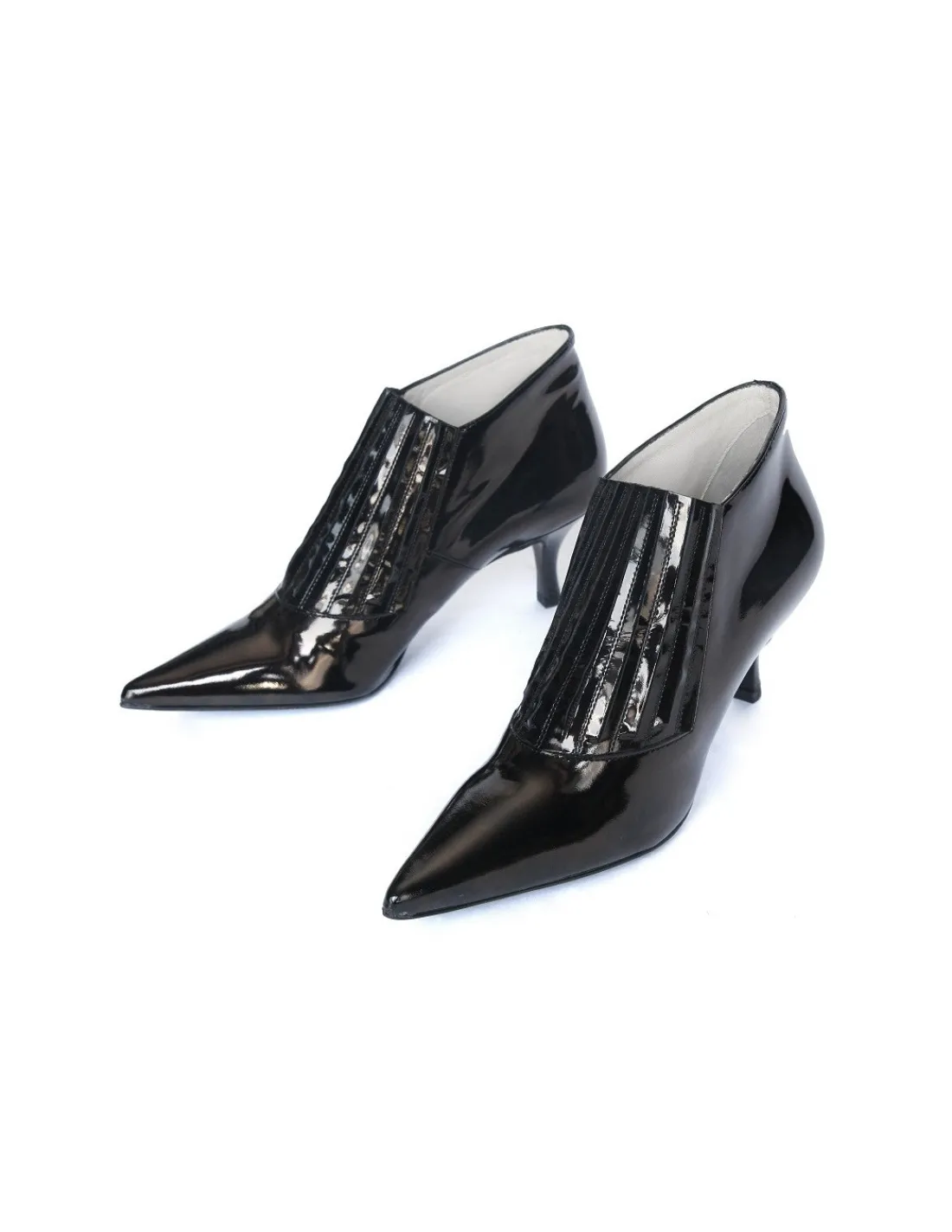 nebuloni_botki_sztyblety__3.webp Damskie Nebuloni botki sztyblety z lakierowanej czarnej skory na niskich szpileczkach