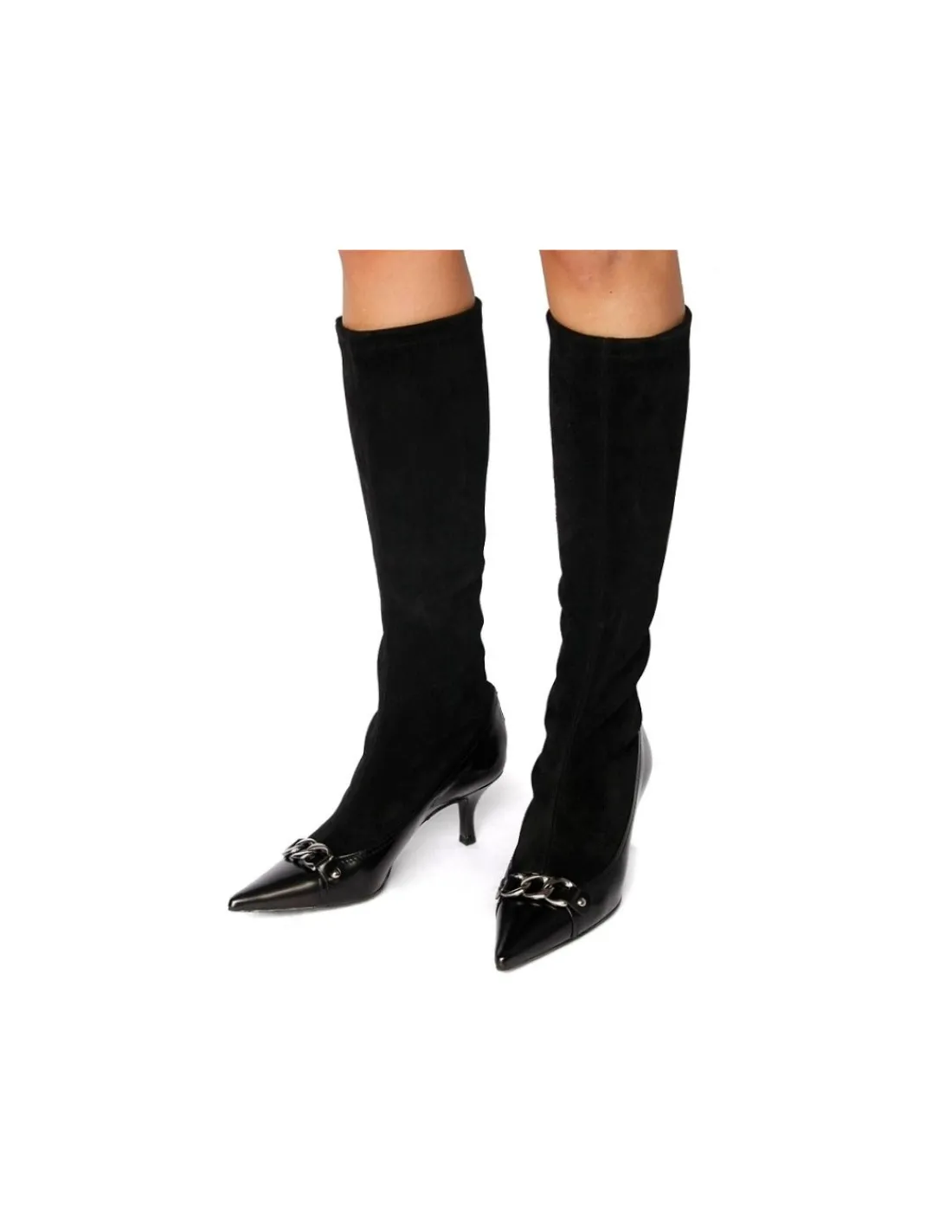 Damskie Nebuloni kozaki z naturalnej skory z elastyczna cholewka i suwakiem wzdluz linii piet