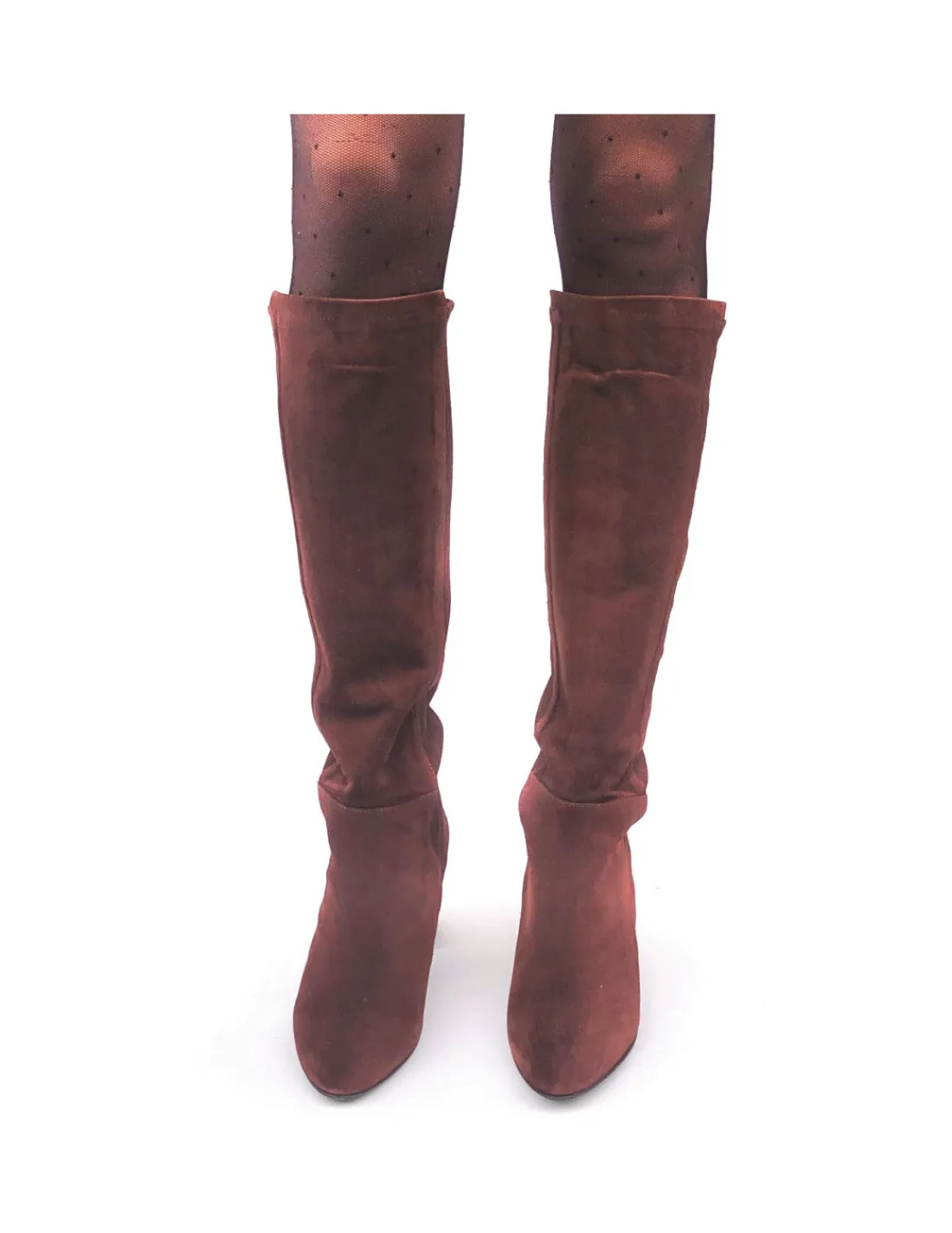 Damskie Pedro Miralles kozaki wsuwane, brazowe kasztanowe zamszowe, wodoodporne na stabilnych obcasach